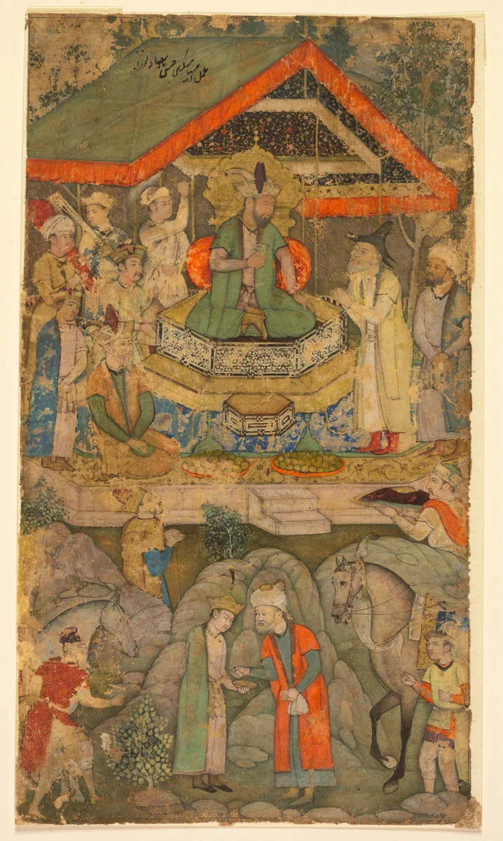 An Ambassador before Humayun by Miskin, painting, 1605-1615