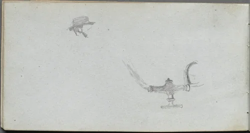 Sketchbook, page 26: Study of a Head and a Lamp by Ernest Meissonier, book, 1860-1869