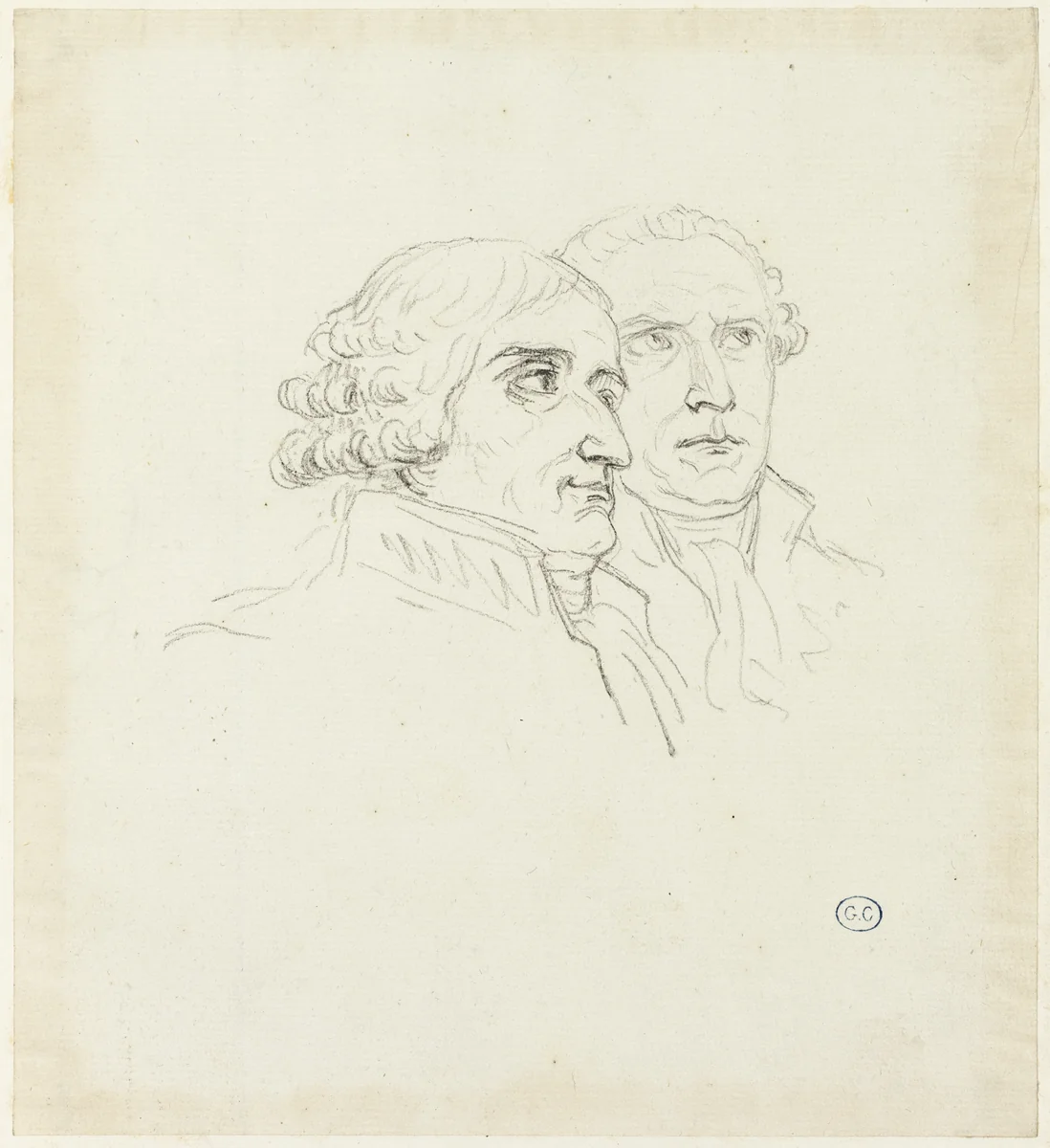 Studies for Distribution of Eagles: The Archi-Chancelier, Cambacérés and the Archi-Trescrier, Lebrun by Jacques-Louis David, drawing, 1805-1815