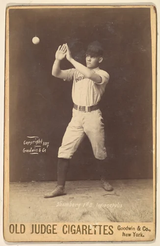 Shomberg, 1st Base, Indianapolis, from the series Old Judge Cigarettes by Goodwin & Company, photograph, 1887