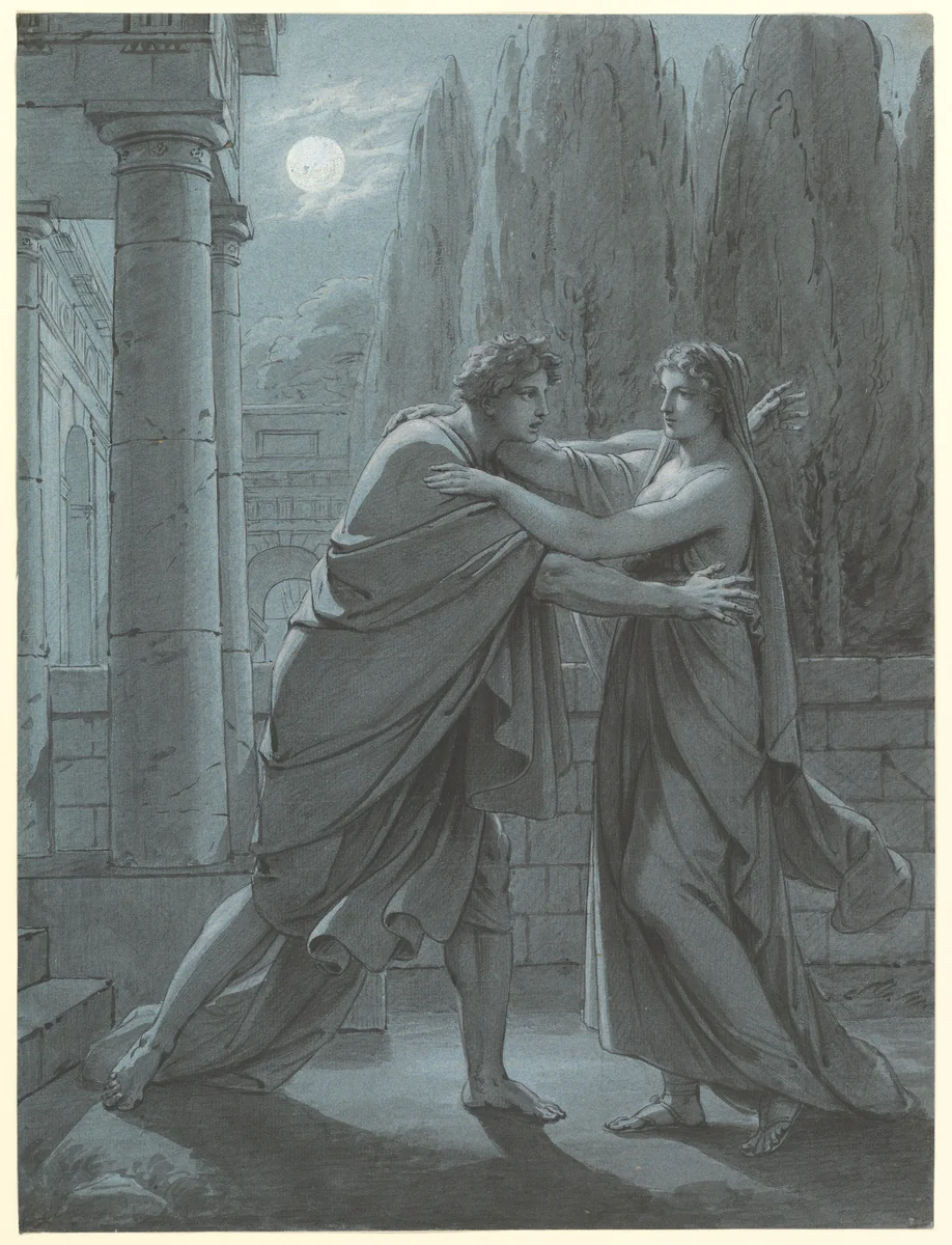 Lais Taking Aristipp by Surprise by Heinrich Friedrich Füger, drawing, 1801