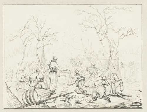Legerkamp by Pieter Bartholomeusz. Barbiers, drawing, 1782-1837