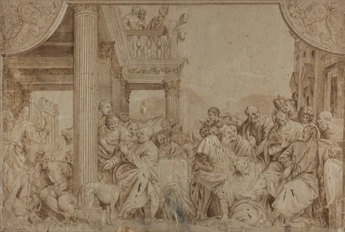 Christ in the House of Simon by Paolo Veronese, drawing, 1680-1720