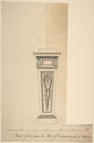 Design for a Pedestal, for Richmond House, Whitehall, London by Sir William Chambers, drawing, 1755-1765