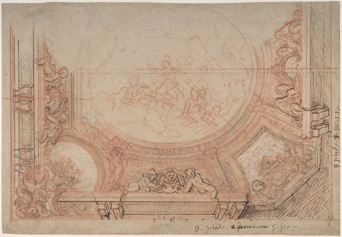 Design for the Decoration of a Ceiling by Charles de La Fosse, drawing, 1655-1665