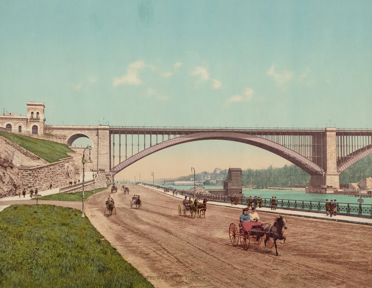 Washington Bridge and Speedway, New York by William Henry Jackson, photograph, 1901