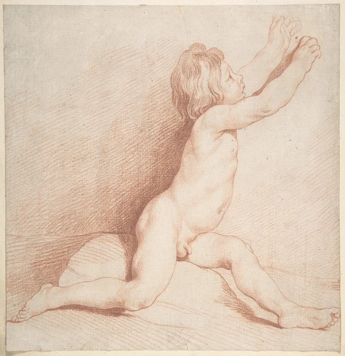 Seated Nude Boy by Edme Bouchardon, drawing, 1700-1770
