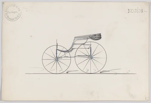 Design for Pony Phaeton, no. 3136a by Brewster & Co., drawing, 1875
