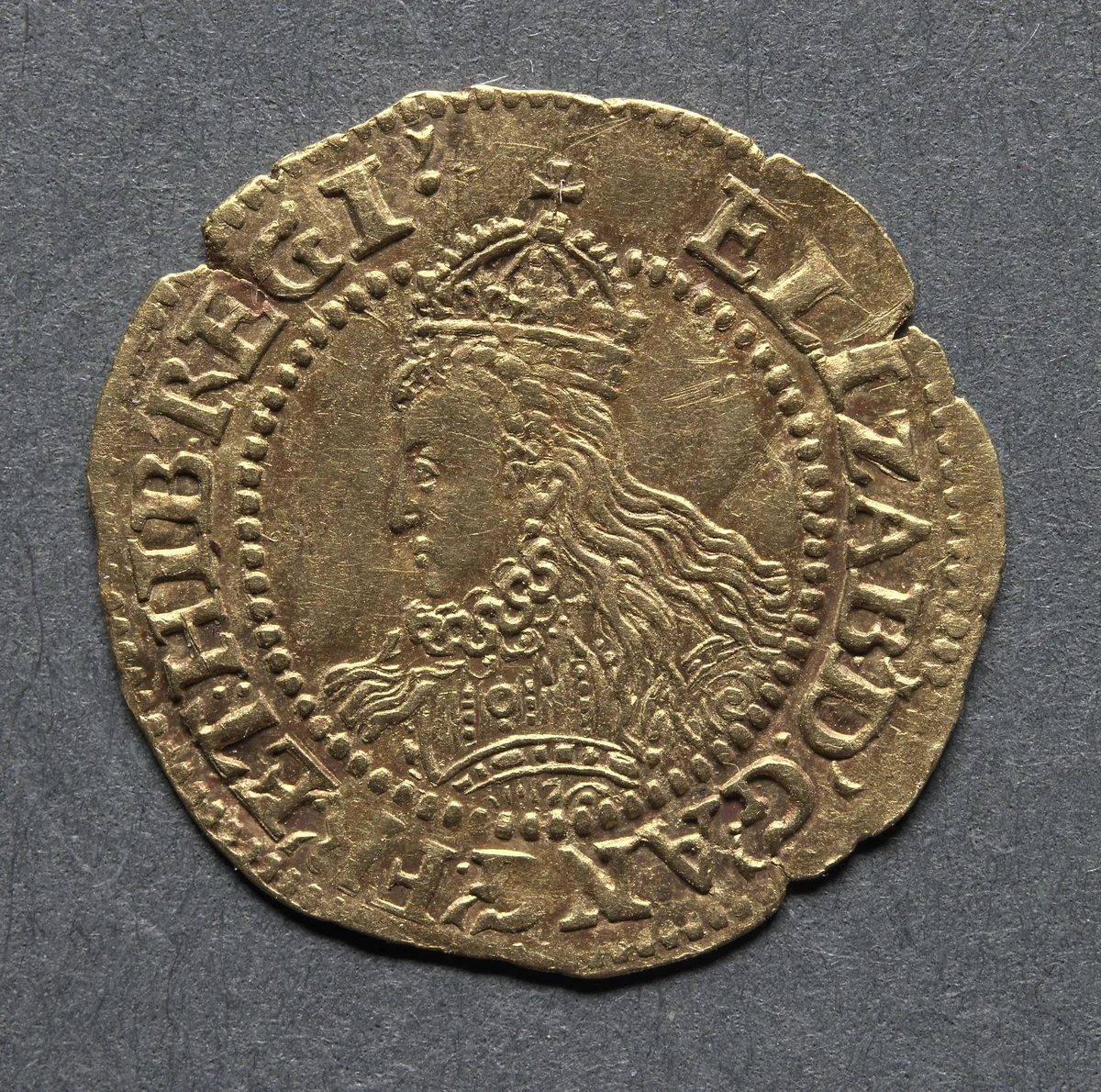 Halfcrown: Elizabeth I (obverse) by Unknown, metalwork, 1592-1595