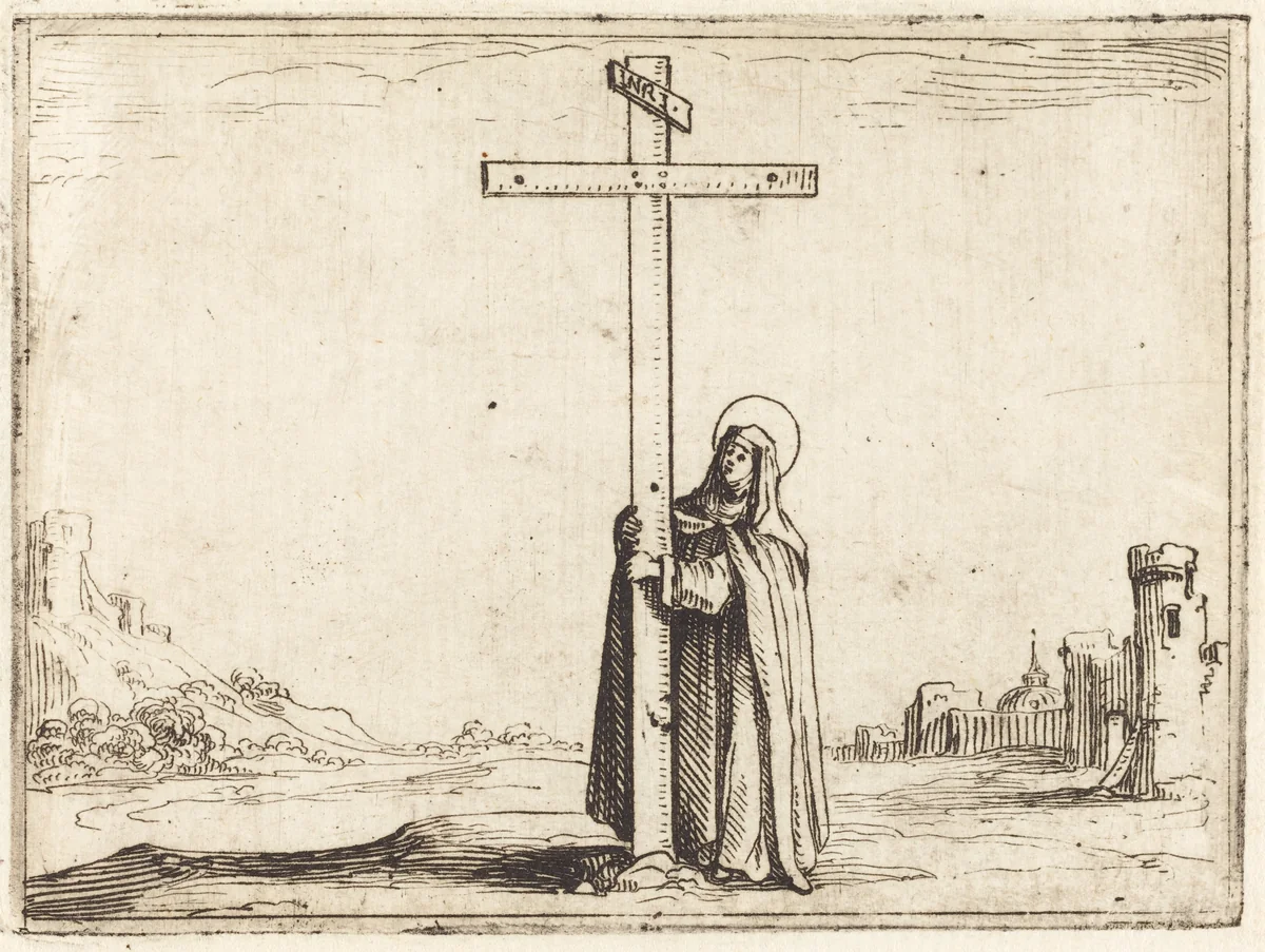 Nun Embracing the Holy Cross by Jacques Callot, print, 1628