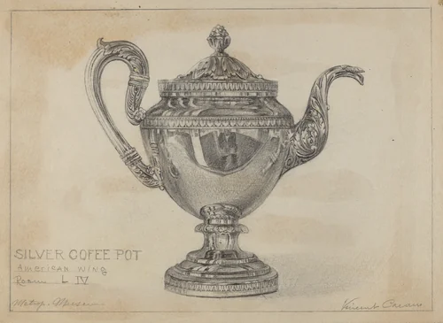 Silver Teapot by Vincent Carano, index of american design, 1936
