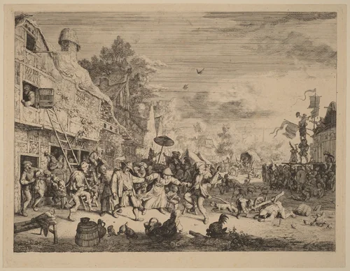 Village Festival by Cornelis Dusart, print, 1685