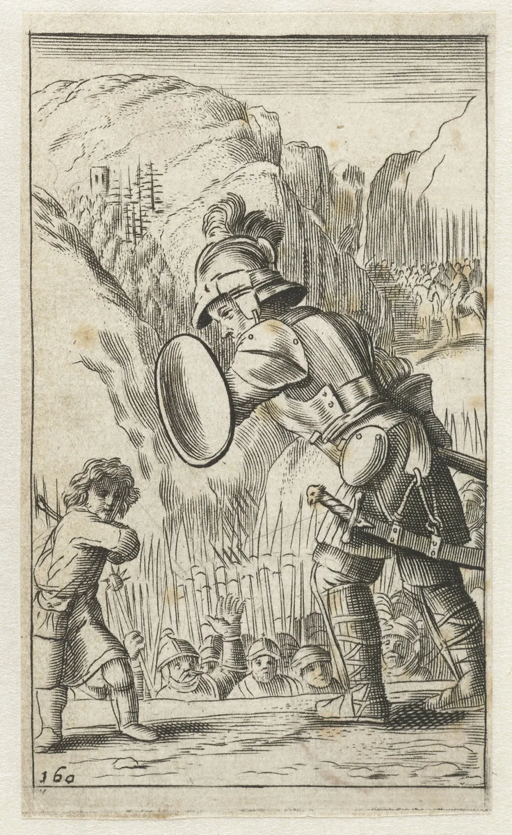 David and Goliath by Salomon Italia, print, 1655-1665