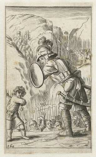 David and Goliath by Salomon Italia, print, 1655-1665