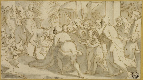 Christ Entering Jerusalem by Andrea Boscoli, drawing, 1595-1599