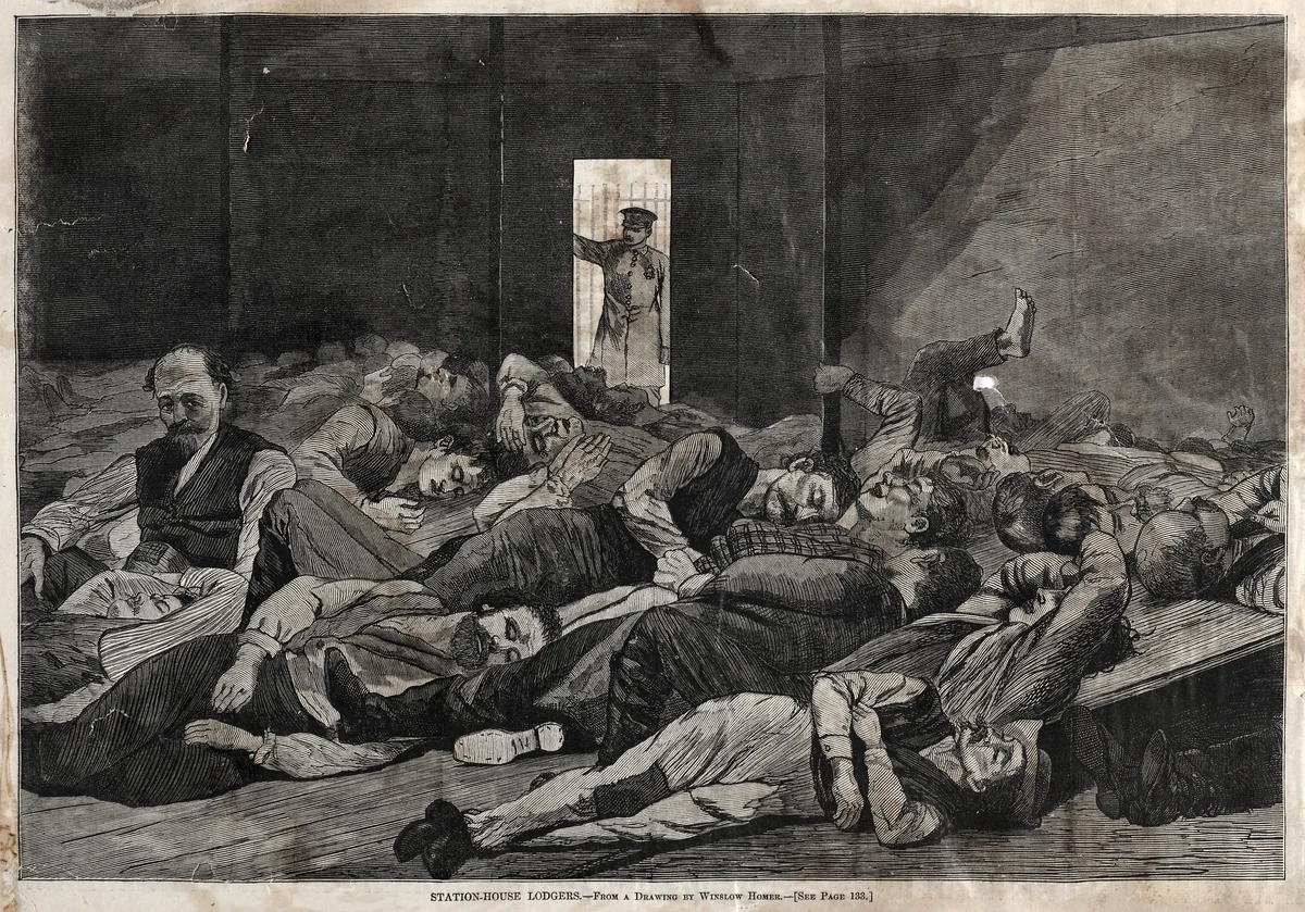 Station-House Lodgers by Winslow Homer, print, 1874