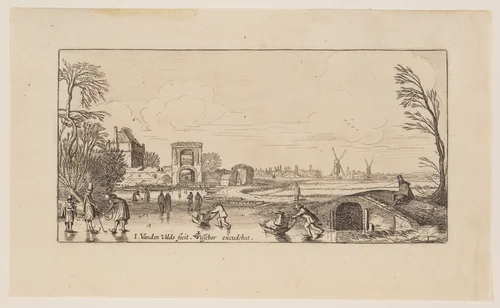 Winter Landscape, from Six Landscapes by Jan van de Velde, print, 1613-1640