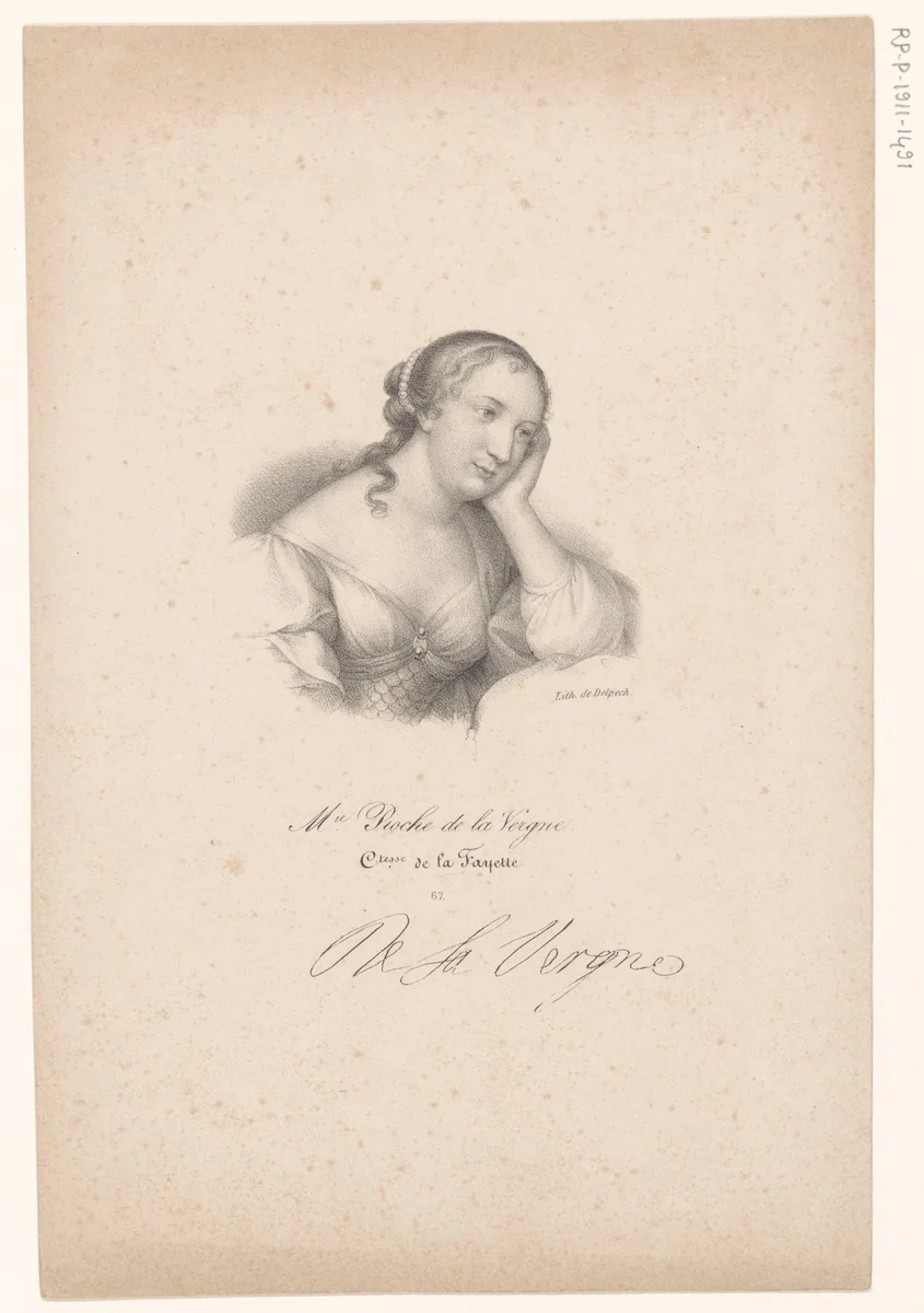 Portret van Madame de La Fayette by anonymous, print, 1818-1842