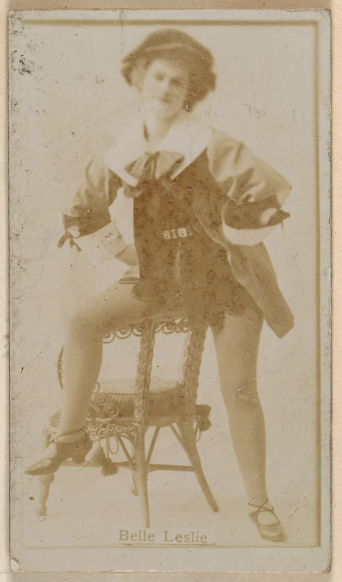 Belle Leslie, from the Actresses series (N245) issued by Kinney Brothers to promote Sweet Caporal Cigarettes by Kinney Brothers Tobacco Company, photograph, 1890