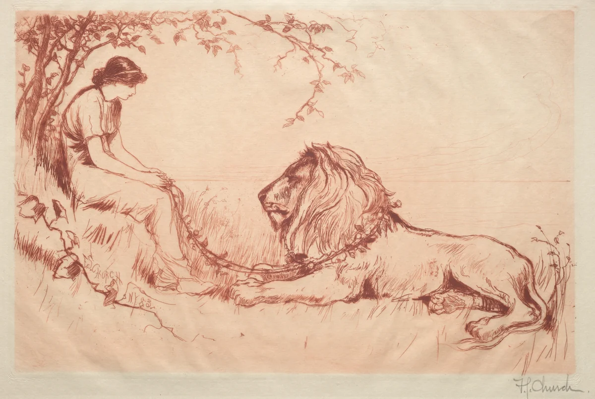 The Lion in Love by Frederick Stuart Church, print, 1883