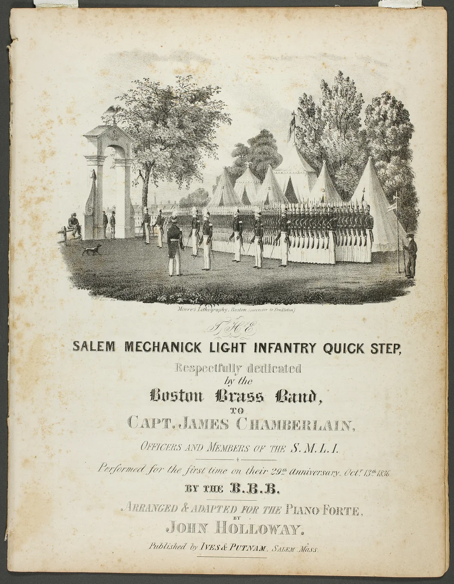 The Salem Mechanick Light Infantry Quick Step by Fitz Hugh Lane, print, 1836