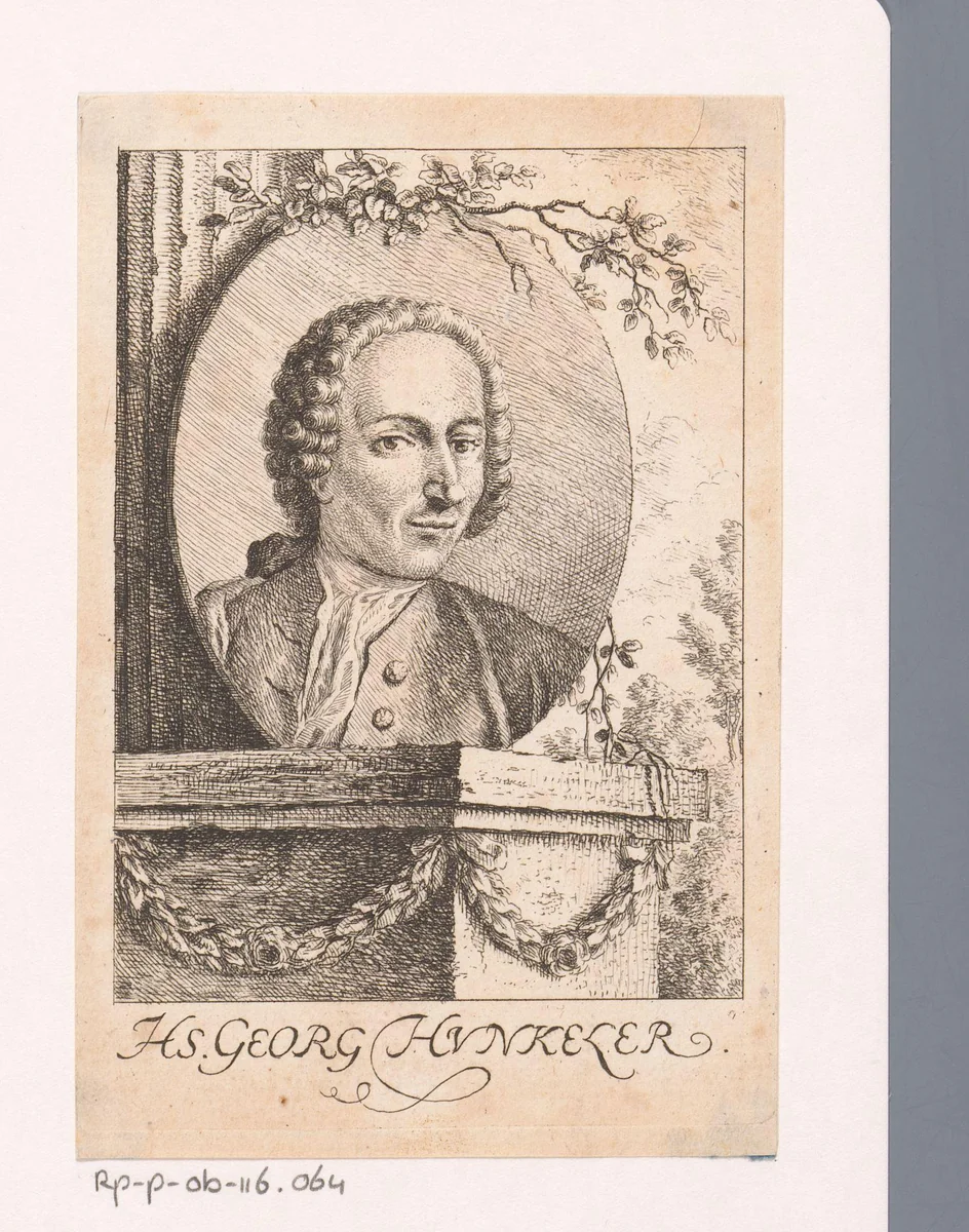 Portret van Hans Georg Hunkeler by Rudolf Füssli, print, 1755-1757