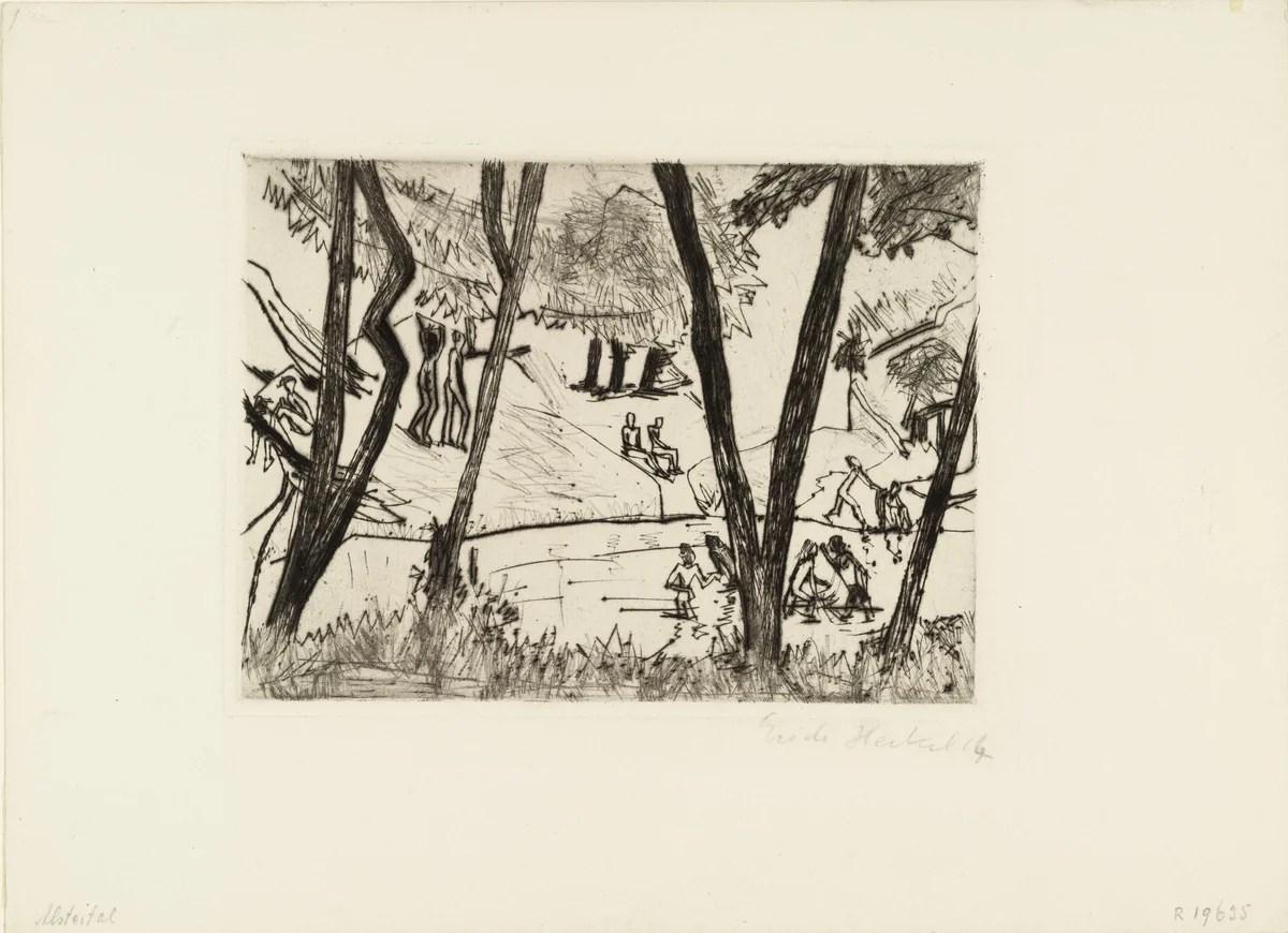 Bathers on the Alster (Badende an der Alster) by Erich Heckel, print, 1913