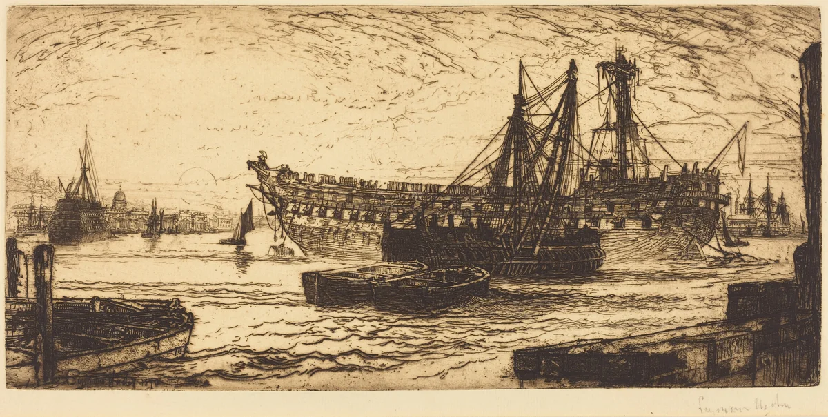 Breaking Up of the Agamemnon by Francis Seymour-Haden, print, 1870