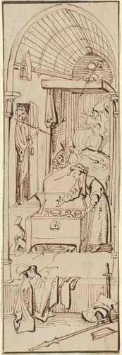 The Death of the Miser by Hieronymus Bosch, drawing, 1772-1860