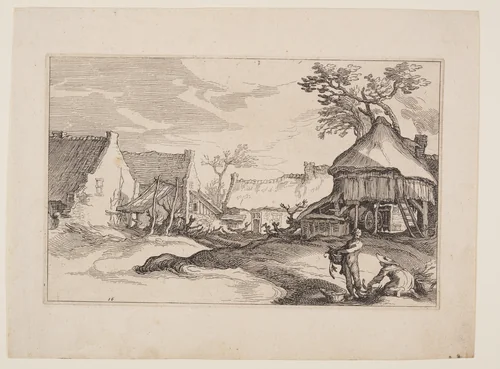 Plate 16, from Landscapes with Farmhouses by Boëtius Adamsz. Bolswert, print, 1614