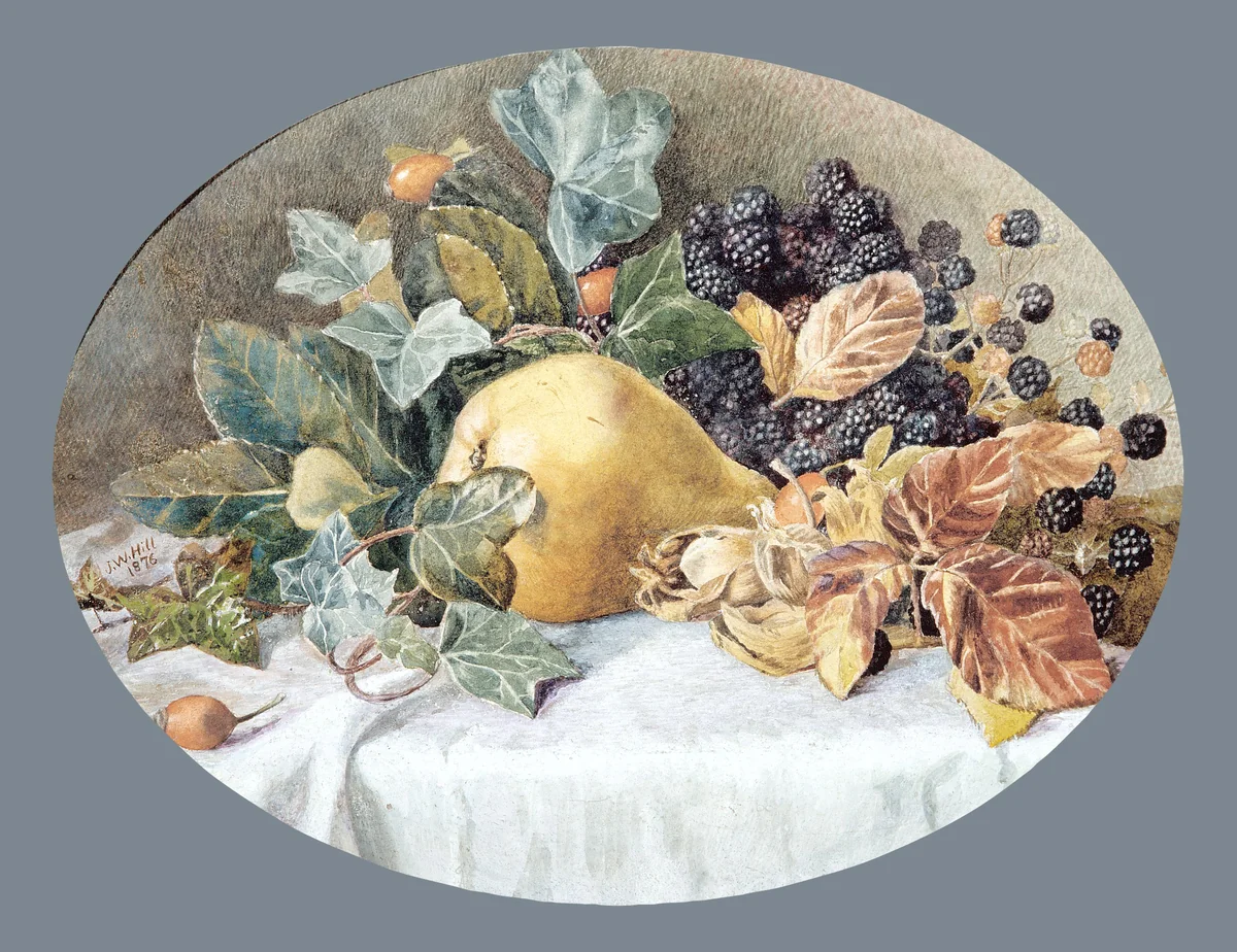 Still Life with Fruit by John William Hill, artwork, 1876