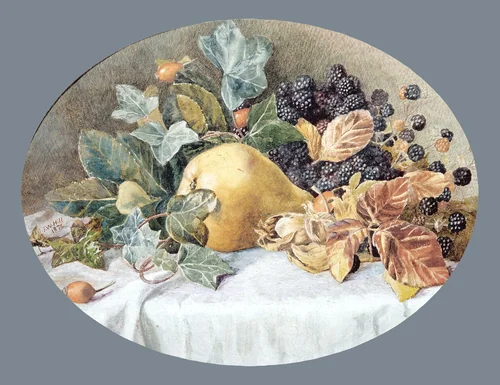 Still Life with Fruit by John William Hill, artwork, 1876