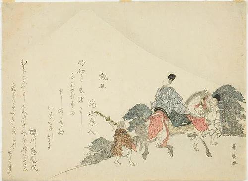 Gazing at Mt. Fuji on the Horse by Utagawa Toyohiro (歌川豊広), print, 1801-1828