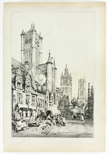 Ghent, from Facsimiles of Sketches made in Flanders and Germany by Samuel Prout, print, 1833