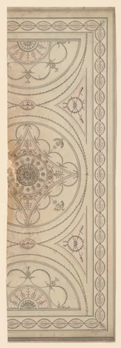 Half Plan of a Ceiling with an Oval Center and Semicircular Ends by Sir William Chambers, drawing, 1743-1796