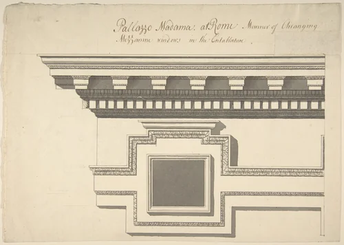 Mezzanine Window, Palazzo Madama by Sir William Chambers, drawing, 1745-1760
