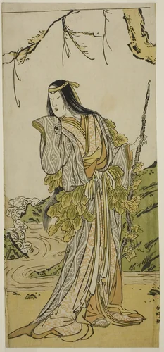 The Actor Segawa Kikunojo III as Yamauba in the Play Otokoyama Furisode Genji, Performed at the Kiri Theater in the Eleventh Month, 1785 by Katsukawa Shunko, print, 1780-1790