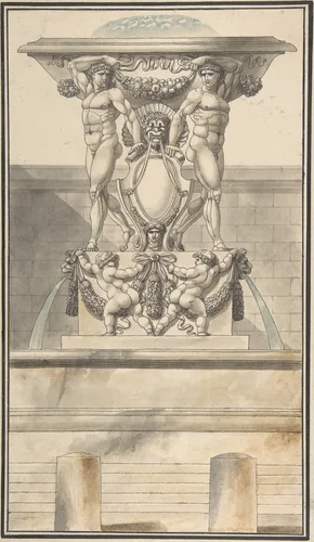 Design for a Fountain by Charles Pierre Joseph Normand, drawing, 1765-1840