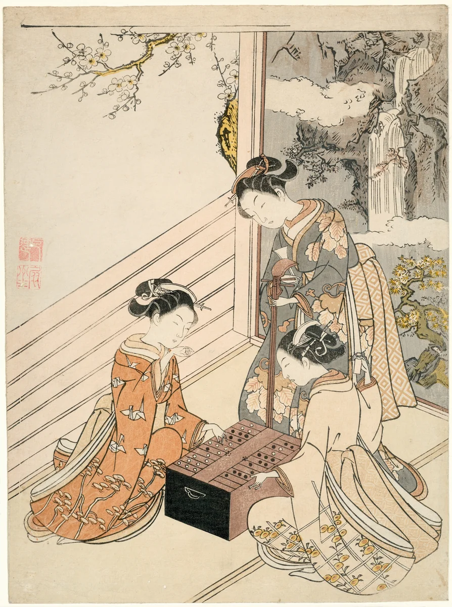 Watching the Game by Suzuki Harunobu (鈴木春信), print, 1761-1771