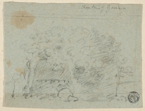 Sketch of Trees Near Bridge (recto); Sketch of Building (verso) by Richard Wilson, drawing, 1734-1782