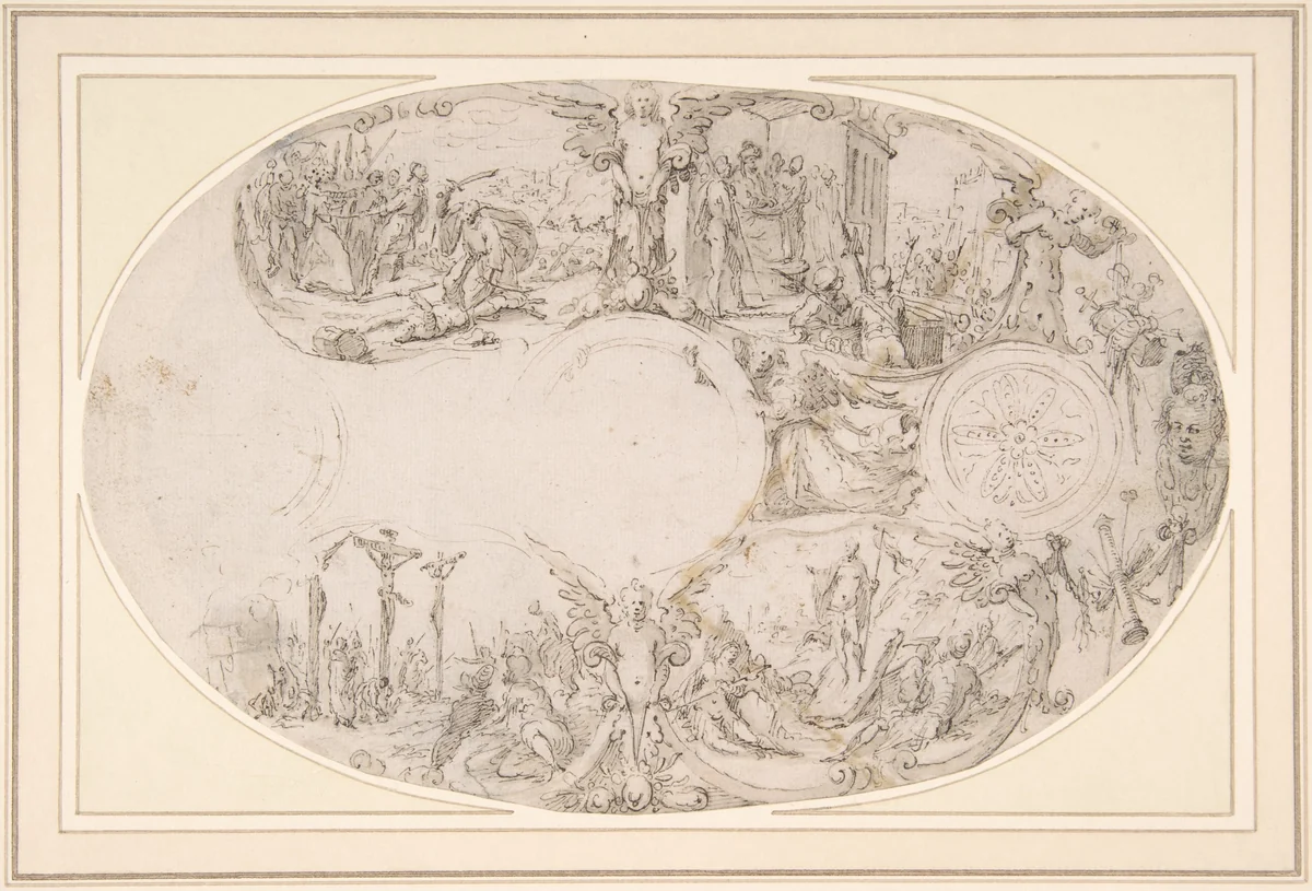 Design for a Silver Vessel with Scenes from the Passion of Christ by Paulus Willemsz. van Vianen, drawing, 1595-1605