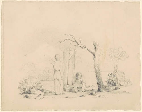 Boys with a Boat by James Goodwyn Clonney, drawing, 1830-1835