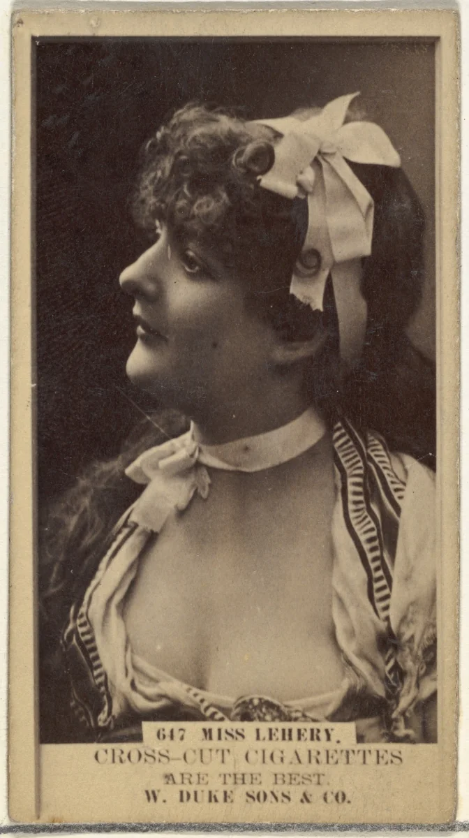 Card Number 647, Miss Lehery, from the Actors and Actresses series (N145-3) issued by Duke Sons & Co. to promote Cross Cut Cigarettes by W. Duke, Sons & Co., photograph, 1880-1889