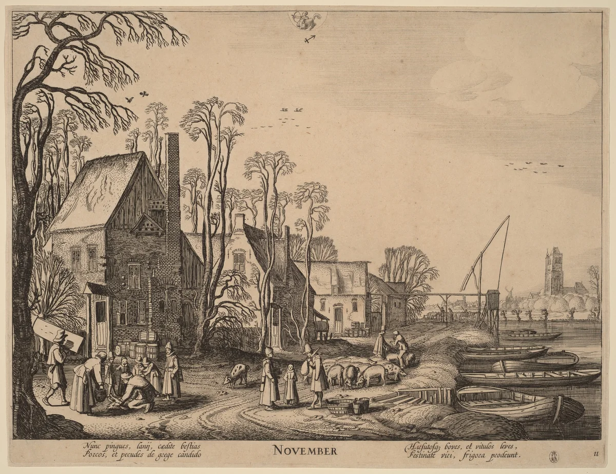 November by Jan van de Velde, print, 1593-1641