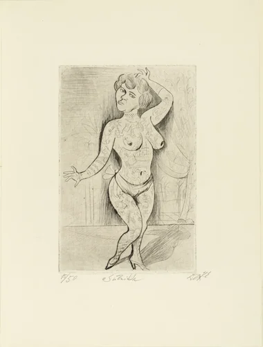 Maud Arizona (Suleika, The Tattooed Wonder) [Maud Arizona (Suleika, das tätowierte Wunder)] from the portfolio Circus (Zirkus) by Otto Dix, print, 1922