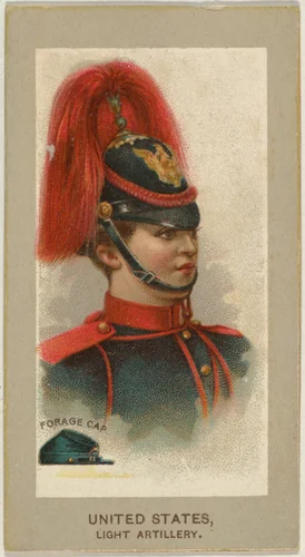 Forage Cap, Light Artillery, United States, from the Military Uniforms series (T182) issued by Abdul Cigarettes by Abdul Cigarettes, print, 1881