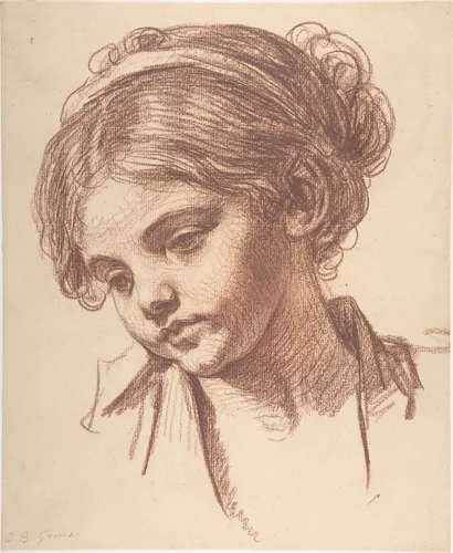 Child's Head by Jean-Baptiste Greuze, drawing, 1725-1805