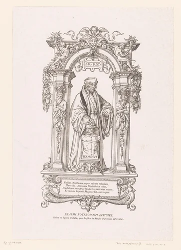 Portret van Erasmus by Veit Rudolf Specklin, print, 1533-1543