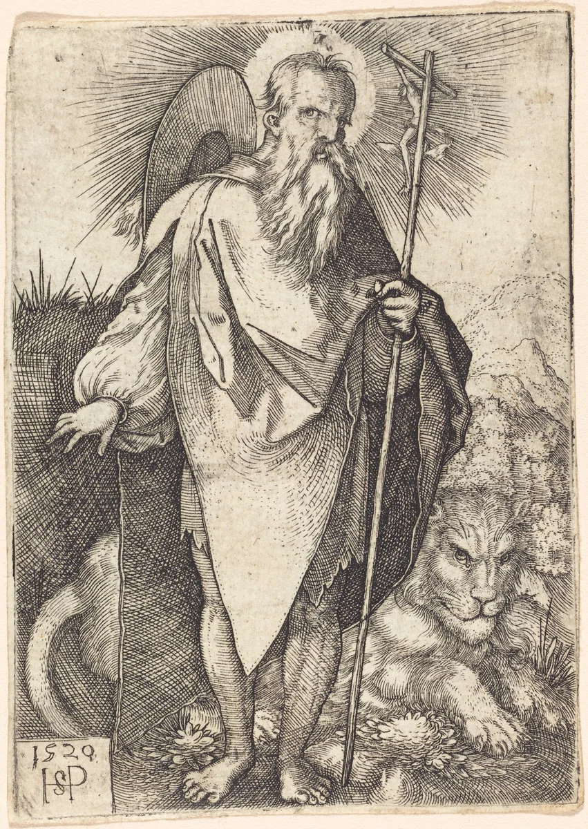 Saint Jerome Standing by Sebald Beham, print, 1520