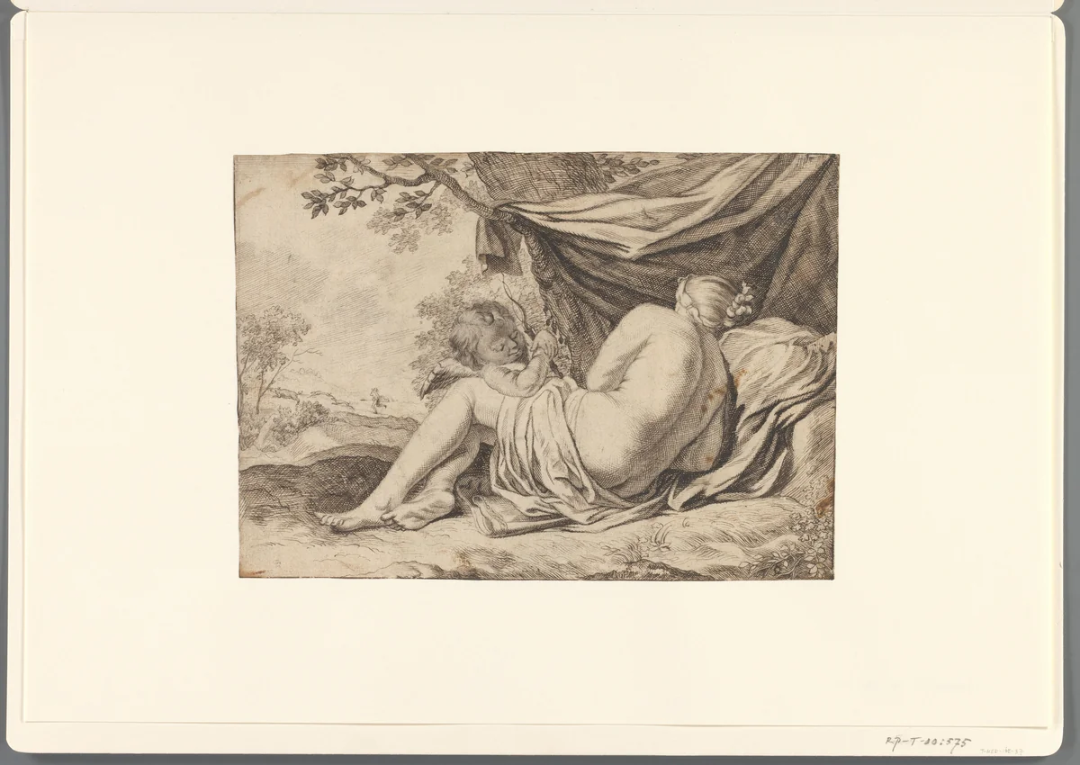 Venus en Cupido by anonymous, drawing, 1574